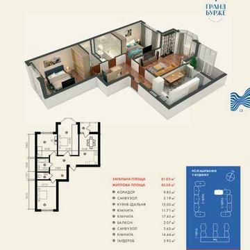 Продаж 3 кім . кв. в рассрочку в готовому будинку. Є-Оселя .Є- Відновлення ЖК Гранд Бурже