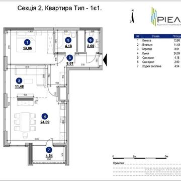ЖК Nordica Residence (секція 2) 23 поверх, 69,45 кв м! Липки! ЖК Nordica Residence