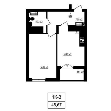 Квартира площею 45.67 м2. 9 поверх. ЖК «Щасливий Grand». Автономна котельня. Власний ТЦ