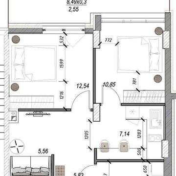 Євродвушка, 50 м², 2 спальні! Фонтан. Derby. ЖК Derby