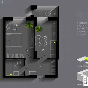 1-кімнатна квартира 44 м у хорошій локації поруч центру!