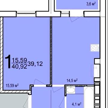ЖК ПТИЧКА  ПРОДАМ 1-ком квартиру 41м²  14999.L ЖК Птичка