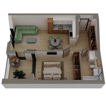 1-кім. квартира 56 м² з кухнею-вітальнею 25,7 м² у ЖК SVOЇ CITY ЖК SVOЇ CITY