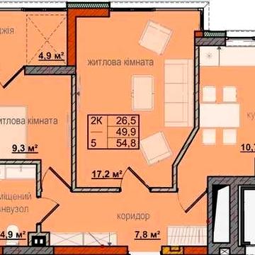 Двохкімнатна квартира, район Вовчинецька, АТБ