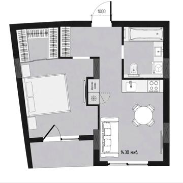 Ціну знижено! Квартира 42 кв/м по 1090 $/м2, з дизайнерським плануванням ЖК Набережний квартал