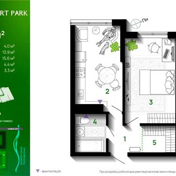 ТЕРМІНОВО! 1 кімнатна в зданій секції під ремонт ЖК Комфорт парк