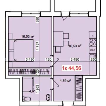 1 кім квартира , площа 44.56 м.кв в новому ЖК м.Коломия ЖК Лазеньський дім