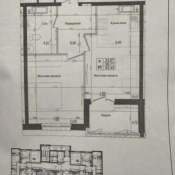 Продаж 2-к квартири 43,43 кв, 11 поверх в ЖК Атлант Жк Атлант