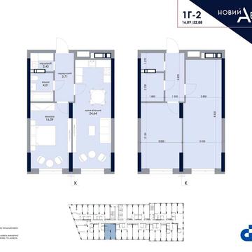 Однокімнатна готова квартира в ЖК Новий Автограф 52,6м2 ЖК Новий Автограф
