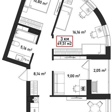 Квартира 69,51 м2 у новому ЖК Акварелі на Пасічній за найвигіднішою ціною! ЖК Акварелі