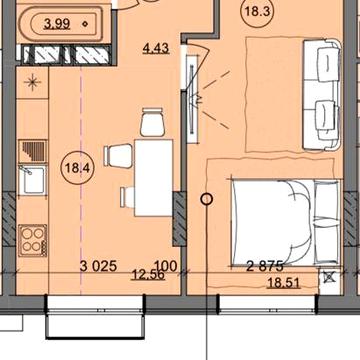 *1 ком квартира 39м2. Рассрочка