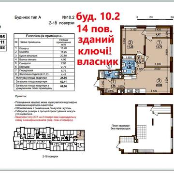 ЖК Варшавський-3, 2-кім. кв. 66 м2; зданий будинок 10.2; 14 поверх; Власник; Ключі! Перепоступка ЖК Варшавський 3