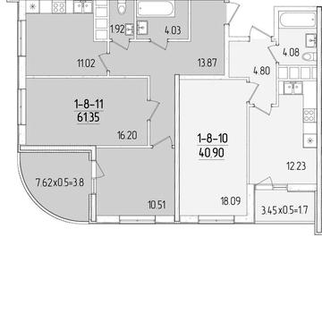 ЖК 68 жемчужина. 102 м. 3 х комн. 7 этаж. Краснова ЖК 68 жемчужина