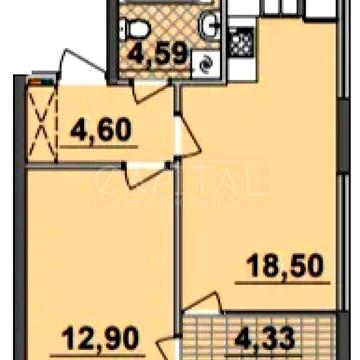 Продаж квартира 1 к, 45,3 м2 / ЖК Seven (Севен) Дніпровська набережна / Позняки, Осокорки, Дарницький, ТРЦ River Mall / без ремонту ЖК Seven