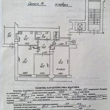 Продається 3кім квартира  71 м² Львів , Дубляни, Перерахунок