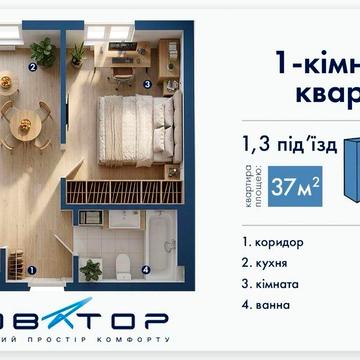 Продаж 1-кімнатної квартири в ЖК “Новатор” | Івано-Франківськ/ газ ЖК Новатор