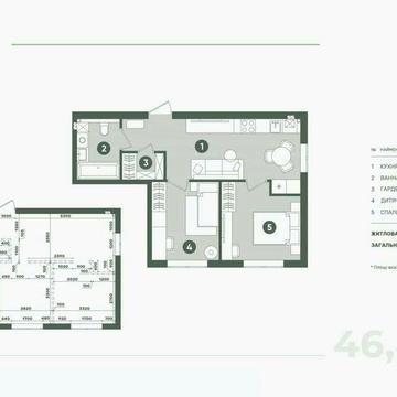 Продається 2 кімнатна квартира 46,48 кв.м в ЖК Sanville Park ЖК Sanville Park