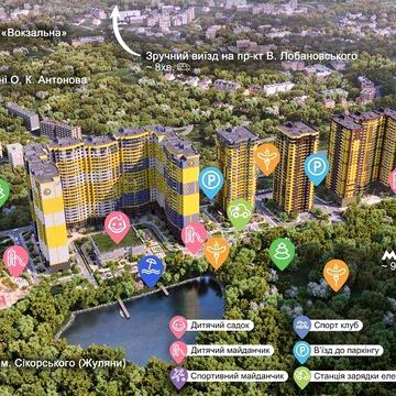 Продаж 1 кім. на 11 поверх. 41.6 м²  ЖК Медовий вул. Кадетський Гай 10 Севастопольська площа.