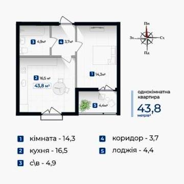 Чудова 1 кім. квартира р-н Бам_KC ЖК Козацький