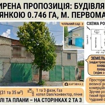 ТЕРМІНОВО! Продам будинок, приміщення під комерцію 229 м² з ділянкою 0,746 га та 2 гаражами