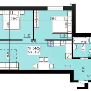 Квартира 58,3м² ВАУЧЕР + РОЗТЕРМІНУВАННЯ ЖК Міланж ЖК Міланж