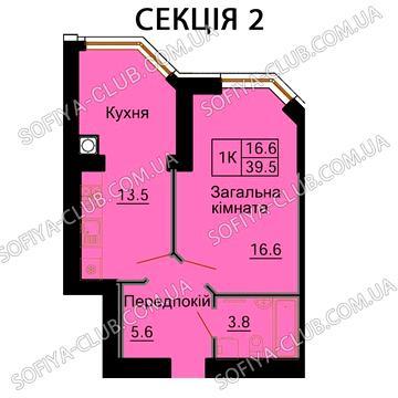 1-кімнатна з Документами 41м2! ЖК Софія Резиденс