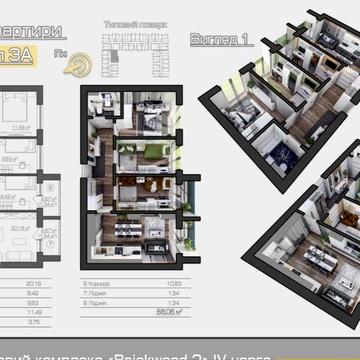 ЖК Бріквуд 2, 3к квартира від 68м2, ціна 30500м2