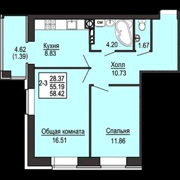 ‼️62,500$ Дешевле чем у Застройщика 2к(58м2)Даем ключи!)