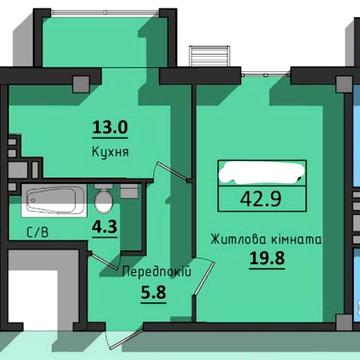 Продаж,  Квартира,  1 кімната,  43 м²,  ЖК Сокол,  Космонавтов,  Черемушки,  Одесса