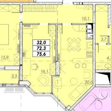 Простора 2-кімнатна квартира 75,6 м2 60329 у.о. в новому ЖК комфорт-класу поблизу центра .Можлива розстрочка  до 24 місяців.
