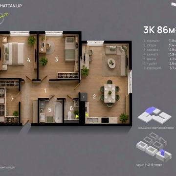 ПРОДАЖ 3 кім квартири | Manhattan Up S ЖК Manhattan Up