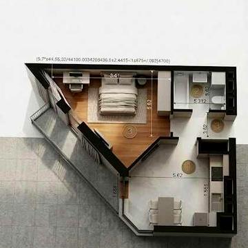 Однокімнатна квартира в центрі на Набережній, 38,76 м² ВІД ЗАБУДОВНИКА Парус Riverside ЖК "Парус Riverside"