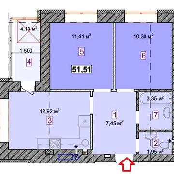 Продаж двокімнатна квартира ЖК Молодість 3 черга 52 м2 60 964,45$ ЖК Молодість 3
