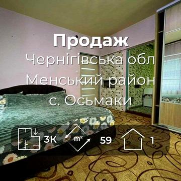 Будинок з ремонтом та ділянкою 44 сотки. Чернігівська обл Меньский р-н село Осьмаки (SP)