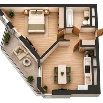 Однокімнатна квартира в центрі на Набережній, 38,76 м² ВІД ЗАБУДОВНИКА Парус Riverside ЖК "Парус Riverside"