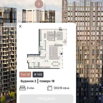 ПРОДАЖ 3 кімнатної квартири у ЖК TRIIINITY | 133м² | 18 поверх ЖК TRINITY