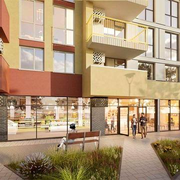 Продаж квартири 35,95 м² у ЖК Morning — кухня-вітальня, спальня та балкон ЖК Morning