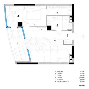 Продаж преміум квартири 63 м² у Taryan Towers, 3 вежа | Панорамний вид, тераса 11 м², стелі 3 м, перепоступка | Trinity Бульвар Фонтанів ЖК TARYAN Towers