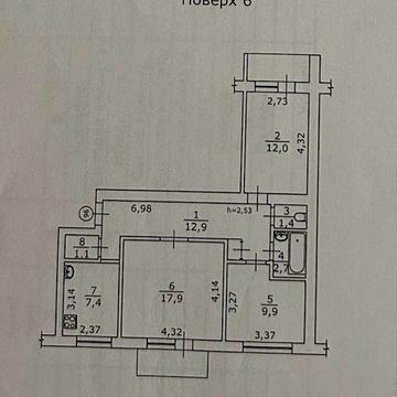 2 комнаты в 3-комнатной
