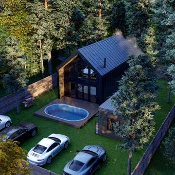 КМ Drevo Homes. Будинок у сосновому лісі з басейном і банею, Вища Дубечня