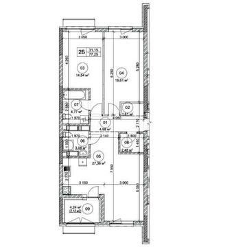2-кімнатна квартира (77,25м²) без комісії (Оболонь, єОселя, 50/50, розтермінування) ЖК POLARIS Home&amp;Plaza