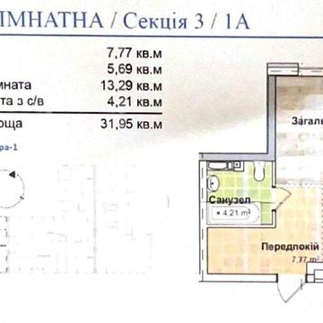 Продам 1кімн.кварт 32м2 в ЖК Рівєра Центральна 21а ЖК Рів'єра