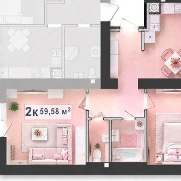 2-к квартира неподалік міського Озера! (60м2)