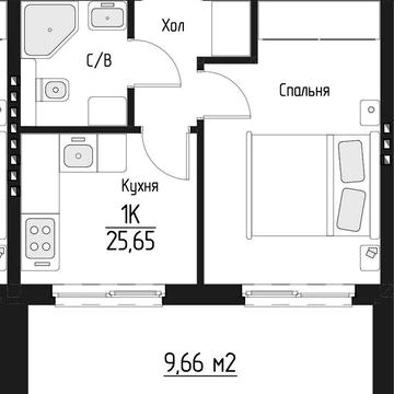 Купити 1-кімнатну квартиру ЖК Emirates МК-1, 25.65 м², 4 пов., розстрочка 12 міс ЖК Emirates