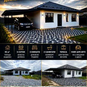 Новий одноповерховий будинок 95 м² | 5 соток | Біля Ірпеня | До Сільпо(Сінергія) 1 км