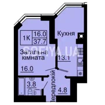 СУПЕР ПРОПОЗИЦІЯ! БЕЗ% ЦІНА ПІД КЛЮЧ 1 кімнатна квартираЖК Софія Нова ЖК Софія Нова