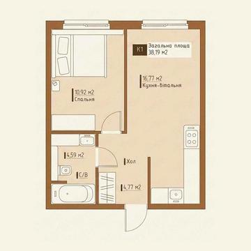 Купити 1-кімнатну квартиру ЖК Emirates МК-1, 38.19 м², 3 пов., розстрочка 12 міс ЖК Emirates