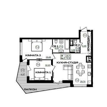 Від забудовника, ЖК Riviera Residence, 78.30 м2 ЖК Riviera Residence