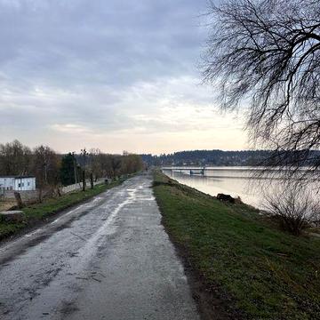 Будинок біля водосховища та лісу