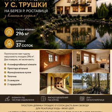 Будинок з прямим виходом до повноводної річки.Без комісії для покупця